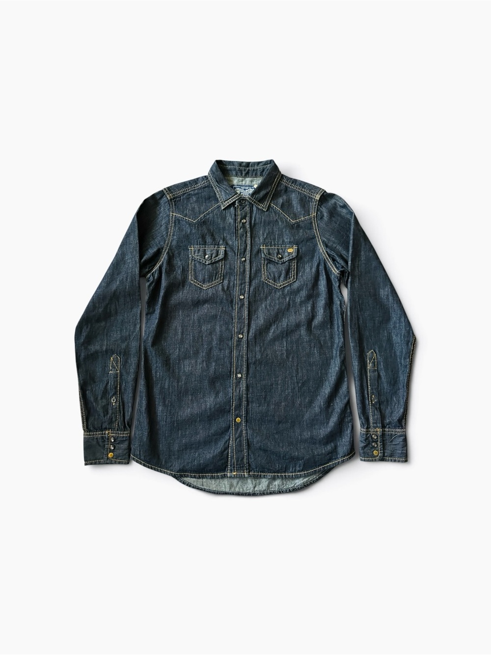 Vintage Diesel Denim Shirt Pearl Snap Western Long Sleeve Pockets Sz Small Mens